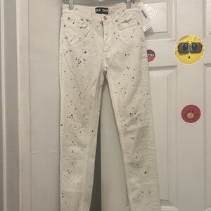BLK DNM White Jeans with Black Splatter